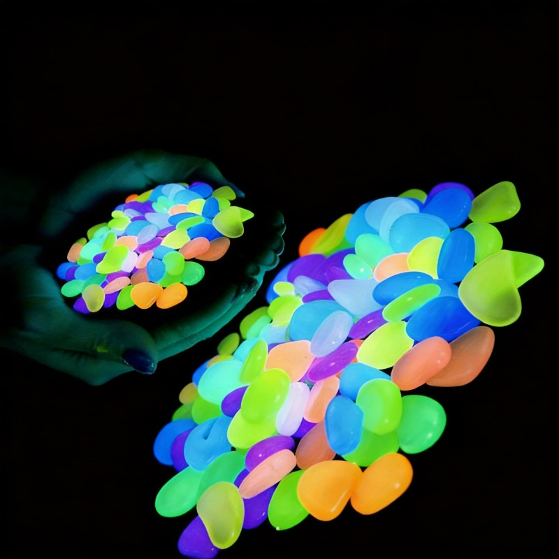 Aquarium Fish Types - Glowing pebbles100-500pcsLuminous resin stones for landscape