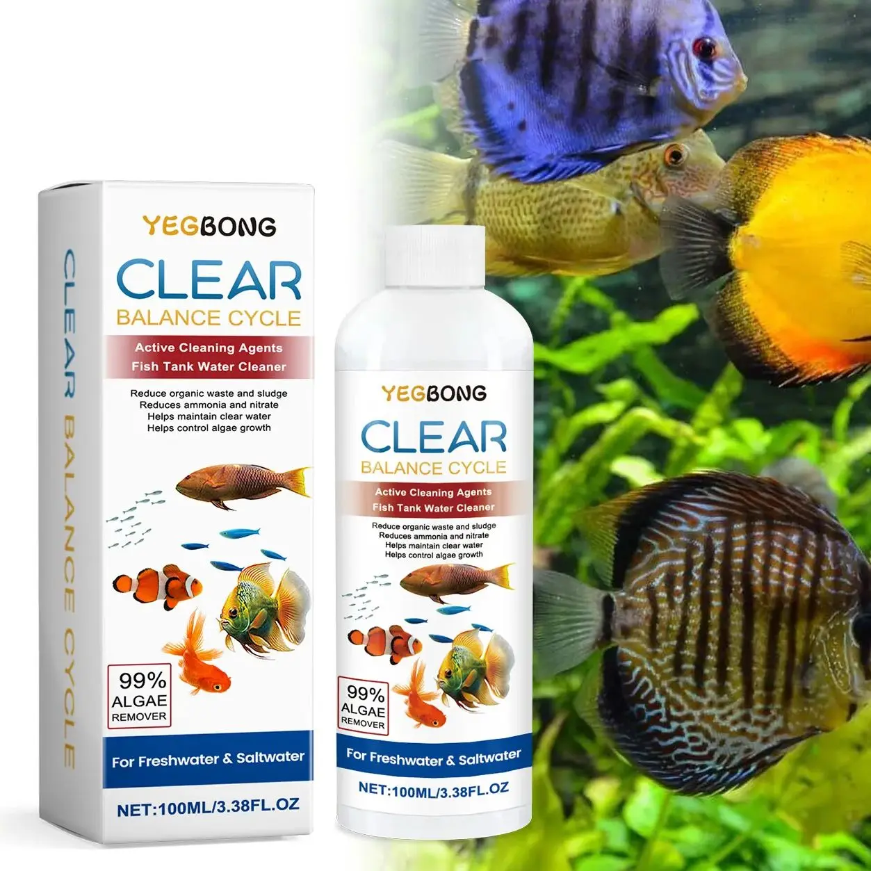 Aquarium Fish Quality - Algae Remover for Fish Tanks, Clear