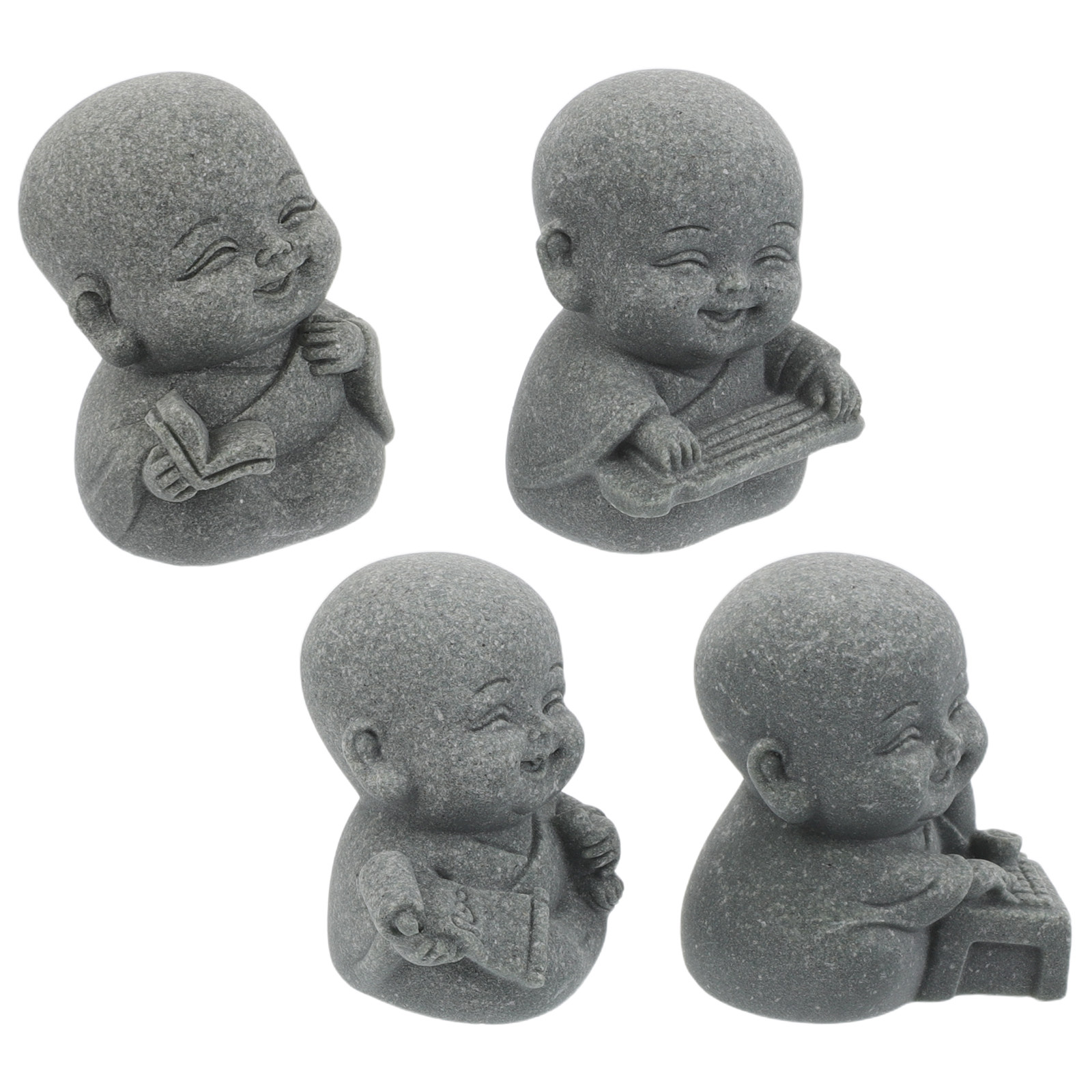 Aquarium Fish Japanese - 4Pcs Zen Monk Sandstone Statue Japanese