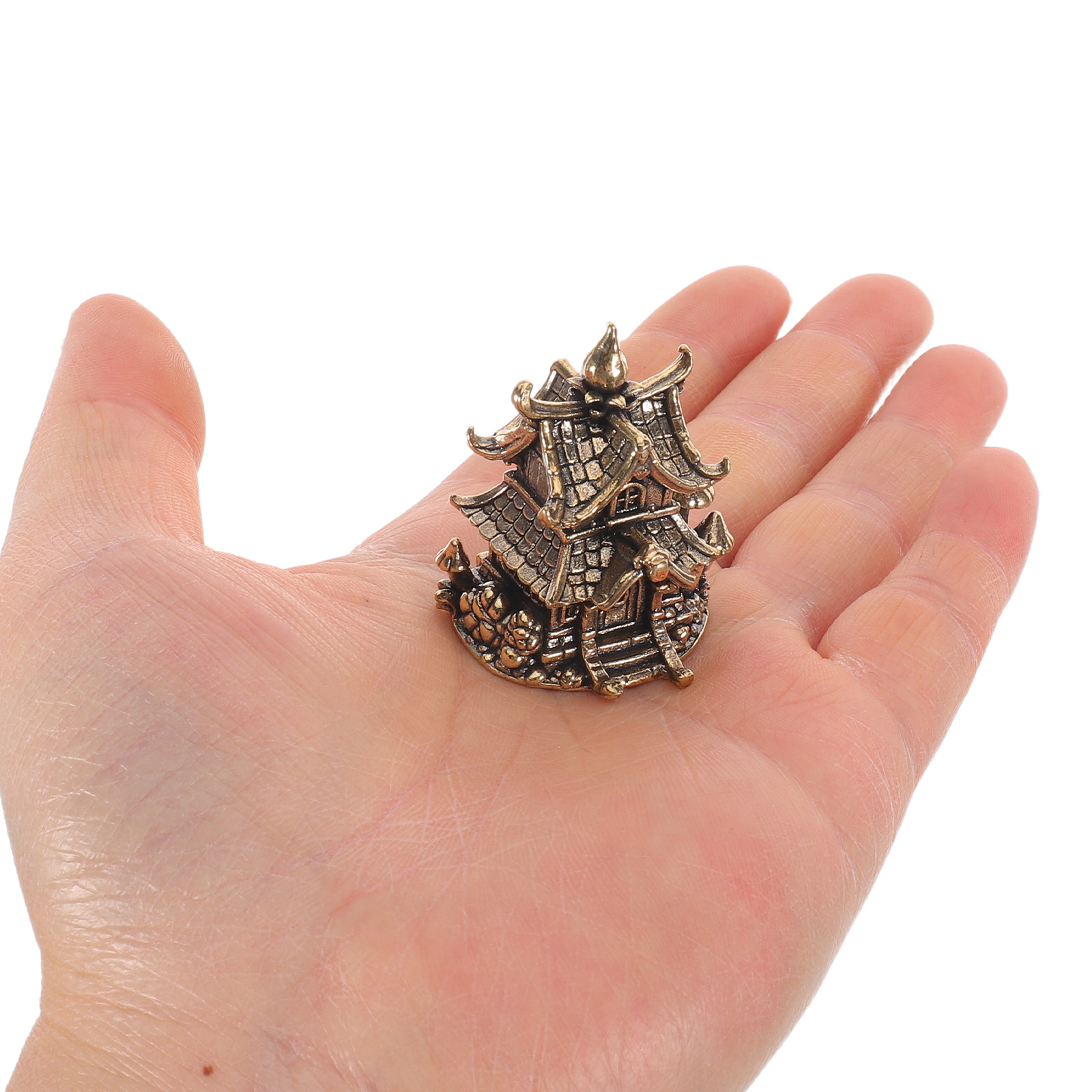 Aquarium Fish Japanese - Small Brass Japanese Pagoda Ornament for